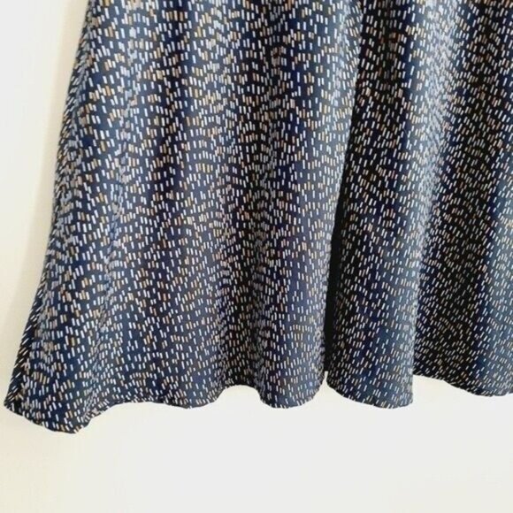 YUMI | Fit & Flare Short Slv Summer Tea Dress Navy Blue Yellow & White Sz 10 L - Picture 13 of 16